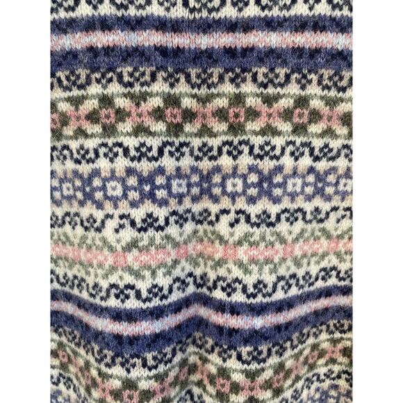 Newton Trading Co 100% Wool Shetland M North Isle Sweater Pink Blue EUC Warm Top - Picture 9 of 9